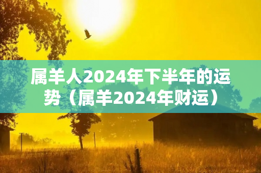 属羊人2024年下半年的运势（属羊2024年财运）