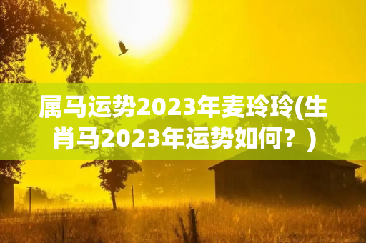 属马运势2023年麦玲玲(生肖马2023年运势如何？)