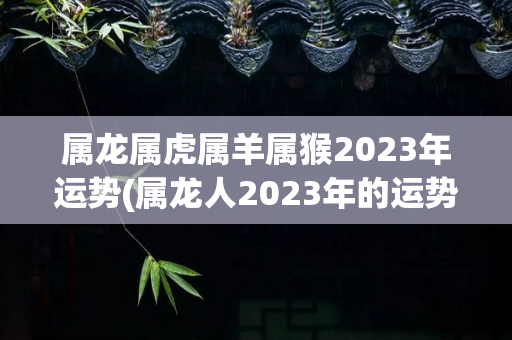 属龙属虎属羊属猴2023年运势(属龙人2023年的运势如何)