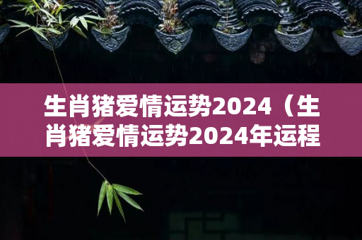 生肖猪爱情运势2024（生肖猪爱情运势2024年运程）