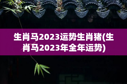生肖马2023运势生肖猪(生肖马2023年全年运势)-第1张图片-星缘配