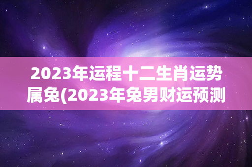 2023年运程十二生肖运势属兔(2023年兔男财运预测)