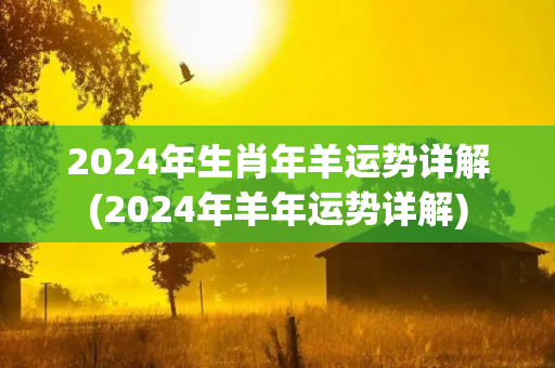 2024年生肖年羊运势详解(2024年羊年运势详解)